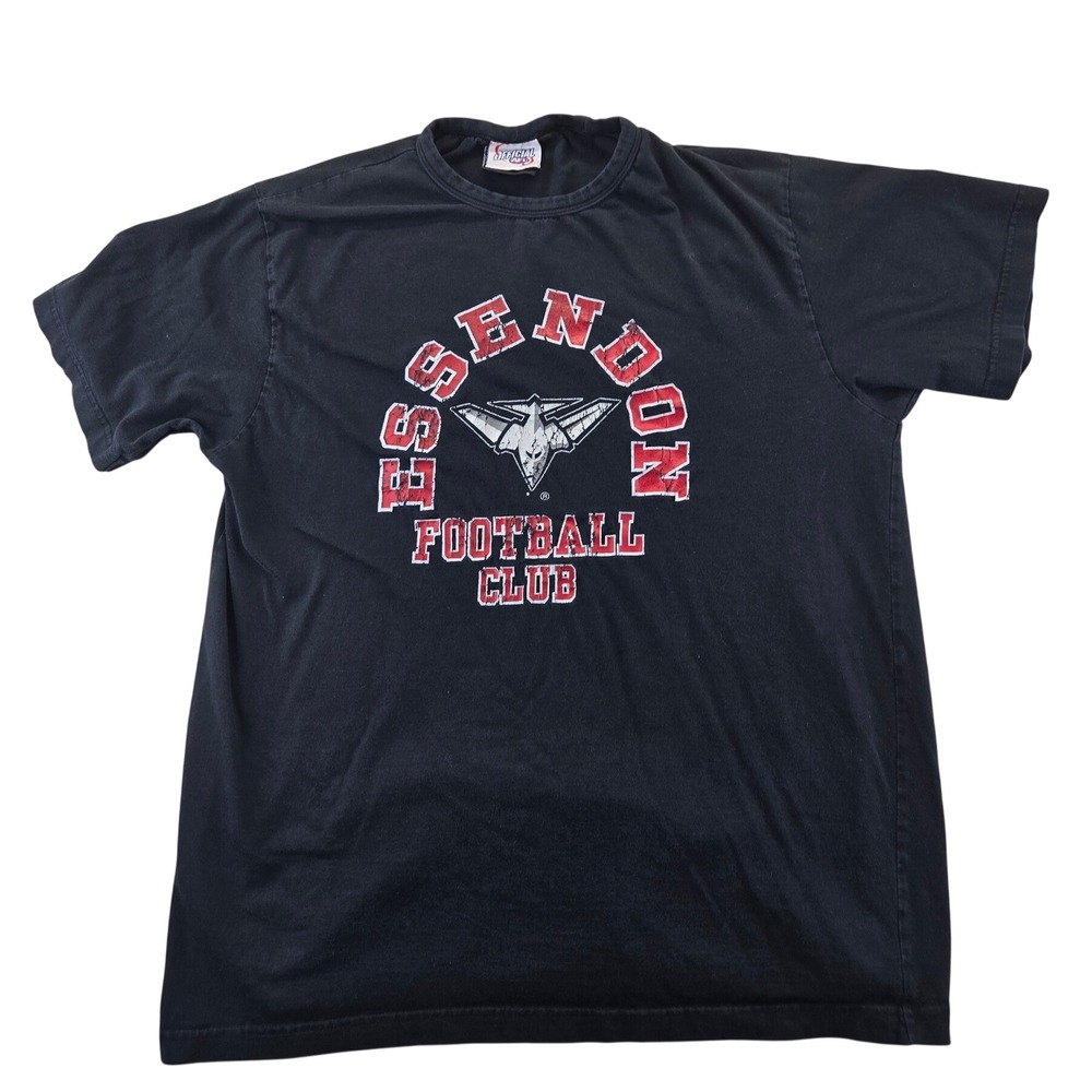 Official AFL T-Shirt Mens XL Black Essendon Football Club Graphic Tee Distressed